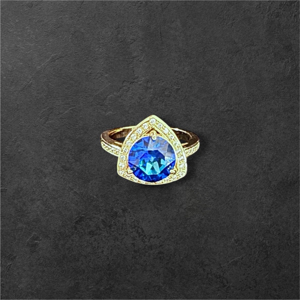 Halo CZ Gold-Plated Ring Size 7